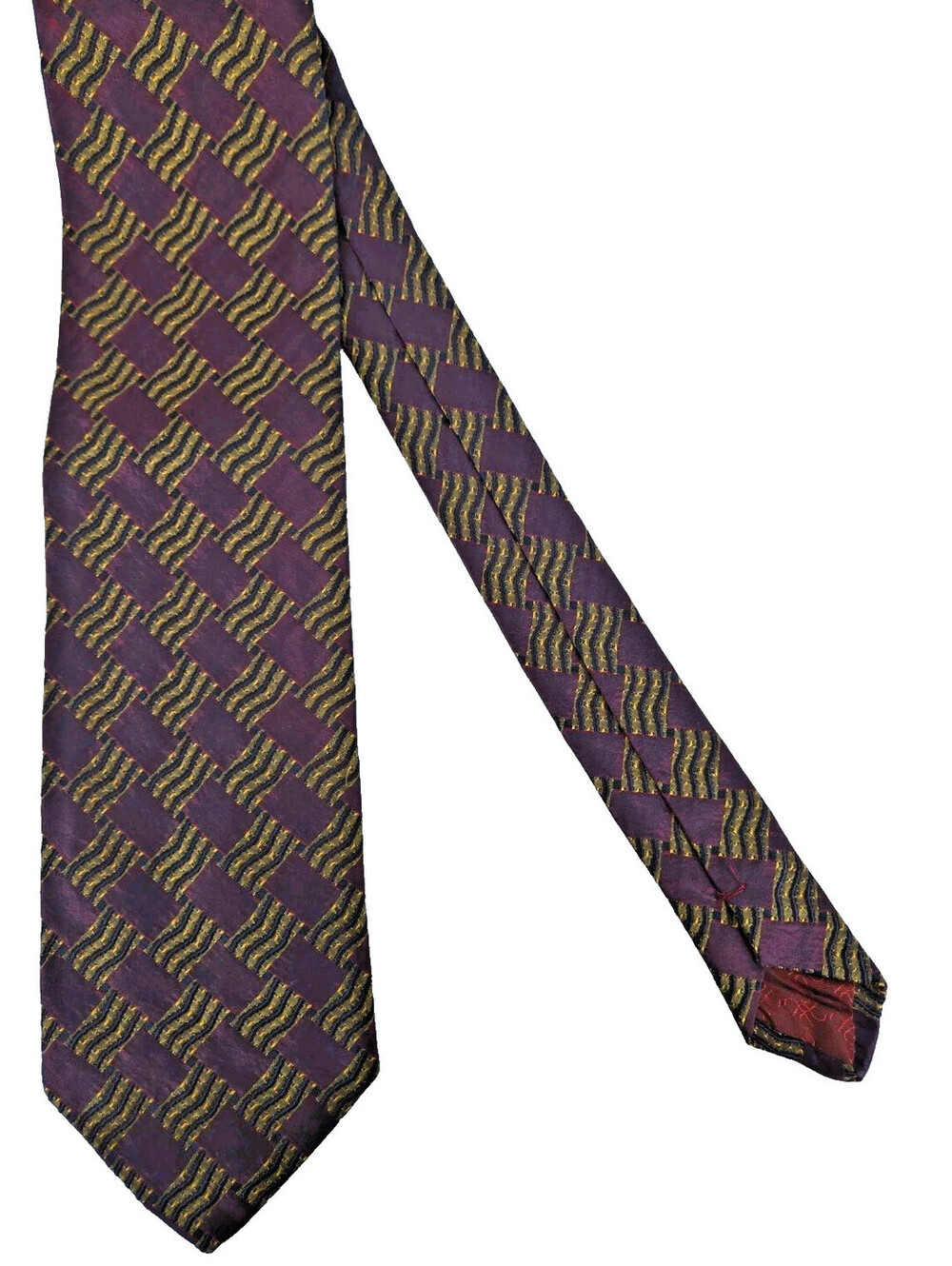 Tino Cosma Neck Tie Red Gold Flecked Geometric Pattern 100% Silk Italy